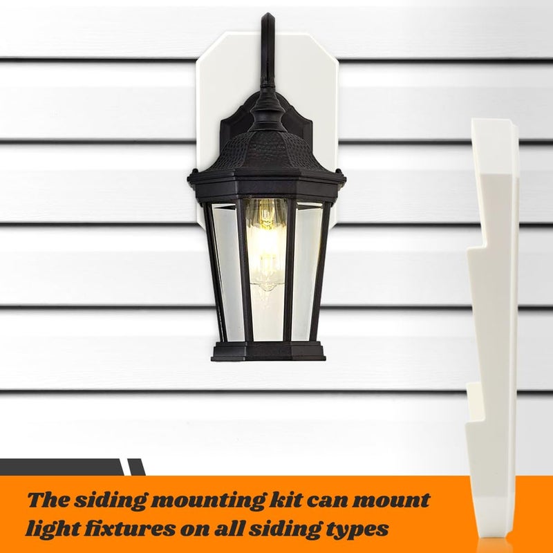 YOSINXU Siding Mounting Block 8141DBL, Outdoor Light Side Mount Kit with Built-in Electrical Box, Vinyl Sidings Mounting Blocks, 1/2 inch Lap Double and 4 inch Siding, Black(Color:White) - Image 4